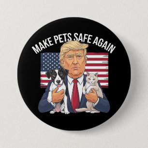 ペットを再び安全に 私たちのペットを救おう トランプに投票 缶バッジ