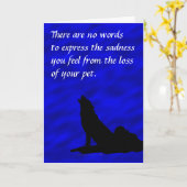 ペットを失った時のハウリングウルフシルエット悔やみや弔慰 カード (黄色い花)