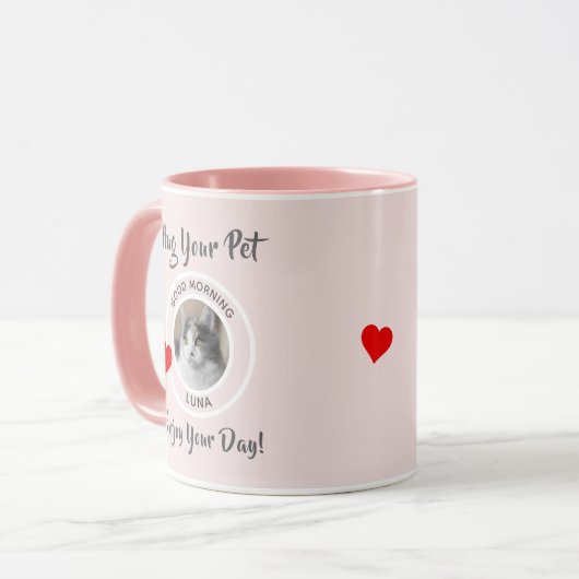 ペットを抱きしめ楽しむて1日 マグカップ (正面左)