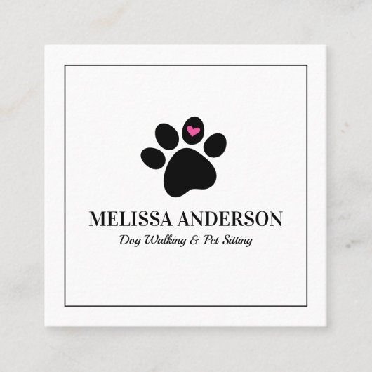 ペットアニマルドッグキャットポーハートカスタム スクエア名刺 (正面)