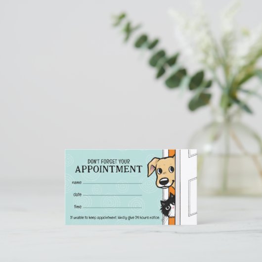 ペットアポイントメントリマインダー犬と猫 名刺 (スタンド正面)