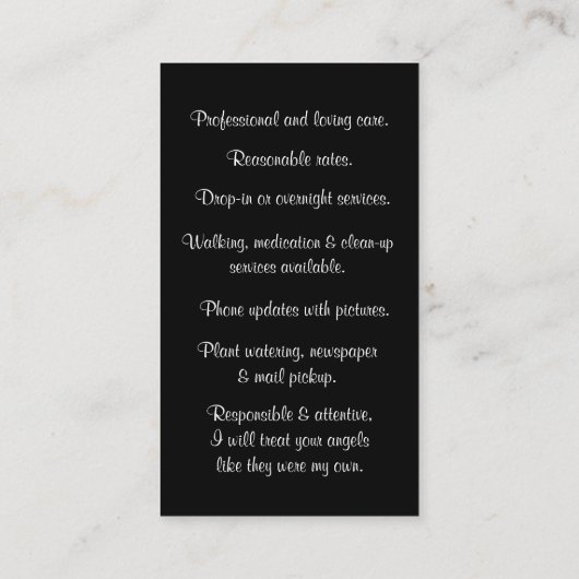 ペットアンドハウスシッティングプロフェッショナル 名刺 (裏面)