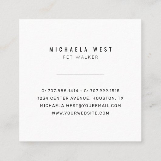 ペットウォーカーサービスペットケアスクエアビジネスカード スクエア名刺 (裏面)