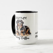 ペットウォーター色ブラウンズベルネーズパーソナライズ マグカップ (正面左)