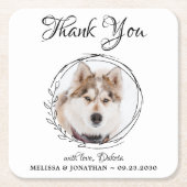 ペットエレガントの写真ありがとう犬結婚の スクエアペーパーコースター (正面)