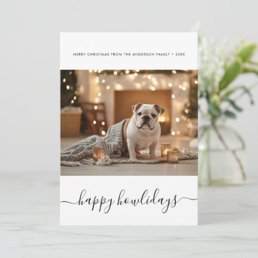 ペットエレガントクリスマスドギーHappy Howlidays写真 シーズンカード (スタンド正面)