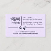 ペットエレガントトリマーカスタマイズ可能な猫と犬のロゴ 名刺 (裏面)