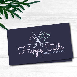 ペットエレガントトリマーカスタマイズ可能な猫と犬のロゴ 名刺