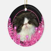 ペットオーナメントピンクのエバーグリーをパーソナライきらめくズする セラミックオーナメント (左)