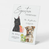 ペットカクテルキャットドリンクメニュー結婚の看板 台座サイン (正面)