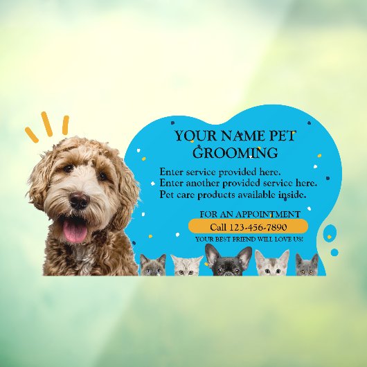 ペットカスタマイズグルーミング犬と猫のカラスプラッシュ ウィンドウサイン (シート3)