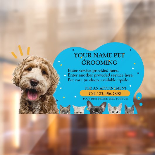 ペットカスタマイズグルーミング犬と猫のカラスプラッシュ ウィンドウサイン (シート2)