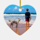 ペットカスタムと一緒にクリスマスの写真を飾る セラミックオーナメント (正面)