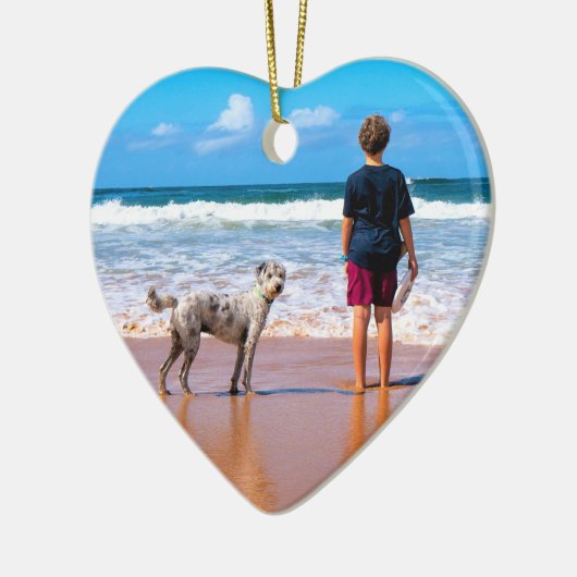 ペットカスタムと一緒にクリスマスの写真を飾る セラミックオーナメント (左)