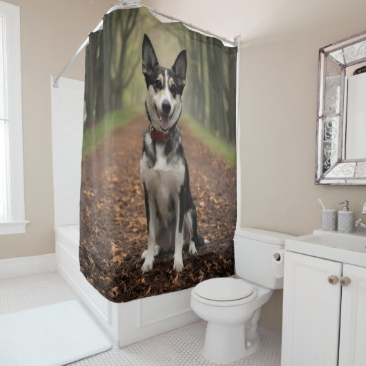 ペットカスタムの写真ここに自分のデザインの写真を追加 シャワーカーテン (インサイチュ)