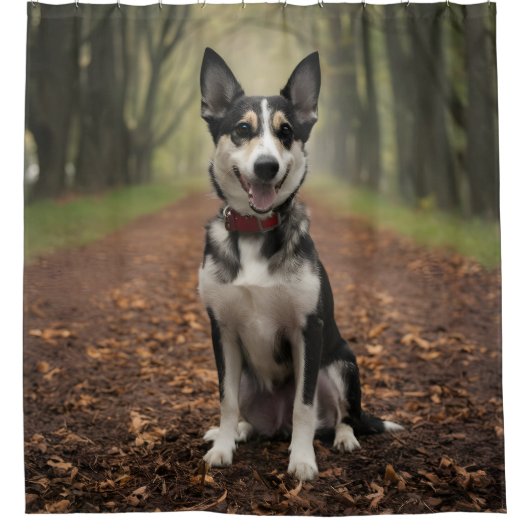 ペットカスタムの写真ここに自分のデザインの写真を追加 シャワーカーテン (正面)