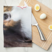 ペットカスタムの写真と愛の文字と手と名前 キッチンタオル (四つ折り)