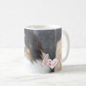 ペットカスタムの写真と愛の文字と手と名前 コーヒーマグカップ (正面右)