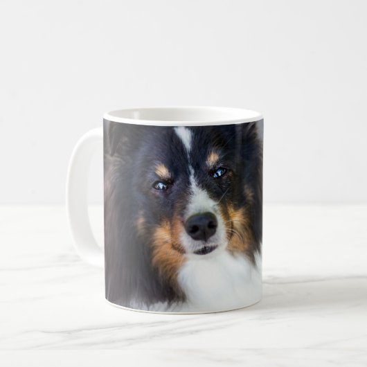 ペットカスタムの写真と愛の文字と手と名前 コーヒーマグカップ (正面左)