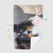 ペットカスタムの写真と愛の文字と手と名前 ゴルフタオル (インサイチュ)