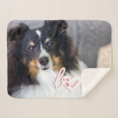 ペットカスタムの写真と愛の文字と手と名前 シェルパブランケット (正面(横))