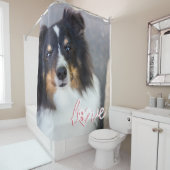 ペットカスタムの写真と愛の文字と手と名前 シャワーカーテン (インサイチュ)