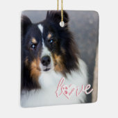 ペットカスタムの写真と愛の文字と手と名前 セラミックオーナメント (右)