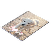 ペットカスタムの写真と愛の文字と手と名前 ノートブック (左側)