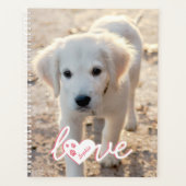 ペットカスタムの写真と愛の文字と手と名前 プランナー手帳 (正面)