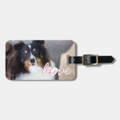 ペットカスタムの写真と愛の文字と手と名前 ラゲッジタグ (正面横)