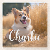 ペットカスタムの写真 ガラスコースター (正面)