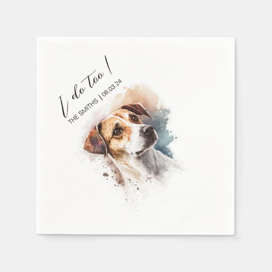 ペットカスタムの写真+名前を使用した犬のカクテルナプキン スタンダードカクテルナプキン (正面)