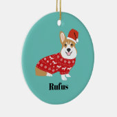 ペットカスタムの名前corgiクリスマスオーナメント セラミックオーナメント (右)
