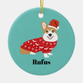 ペットカスタムの名前corgiクリスマスオーナメント セラミックオーナメント (正面)