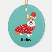 ペットカスタムの名前corgiクリスマスオーナメント セラミックオーナメント (左)