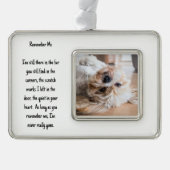ペットカスタムの記念写真と心のこもった詩 シルバープレートフレームオーナメント (正面)