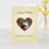 ペットカスタムの誕生日写真 カード (黄色い花)