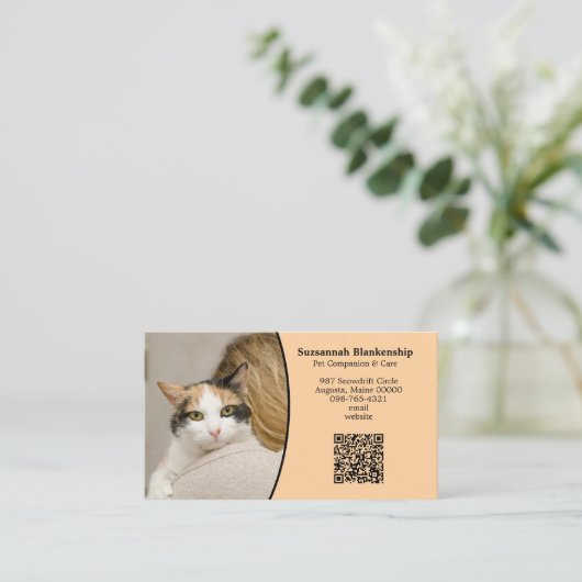 ペットカスタムケアQRコードと写真 名刺 (スタンド正面)