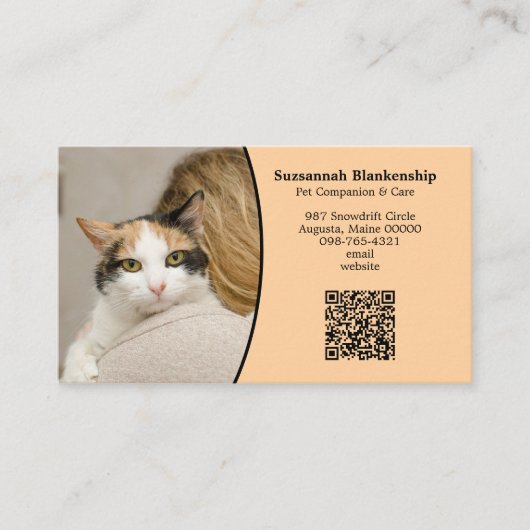 ペットカスタムケアQRコードと写真 名刺 (正面)