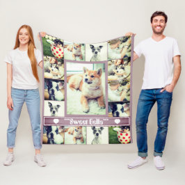 ペットカスタムドッグ猫テンプレート写真コラージュ文字 フリースブランケット