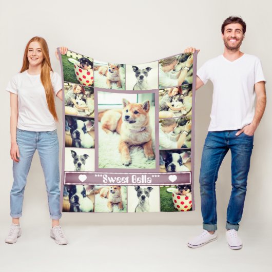 ペットカスタムドッグ猫テンプレート写真コラージュ文字 フリースブランケット (インサイチュ)