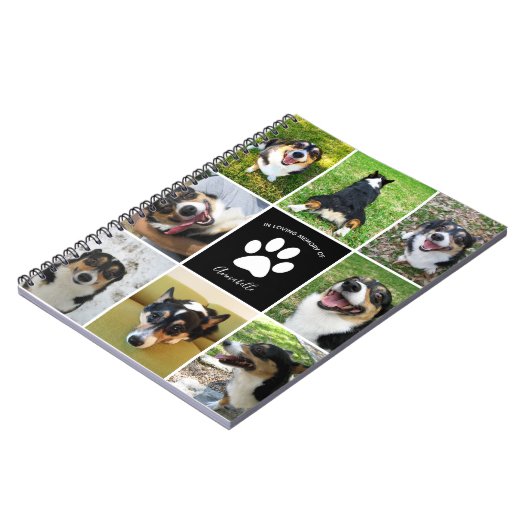 ペットカスタムメモリアル犬8フォトコラージュ ノートブック (左側)