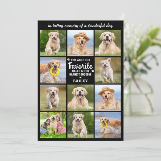 ペットカスタムメモリアル11フォトコラージードッグ悔やみや弔慰 サンキューカード (スタンド正面)