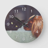 ペットカスタム写真のモダン作成 ラウンド壁時計 (正面)