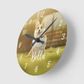 ペットカスタム写真パーソナライズされた ラウンド壁時計 (傾斜)