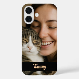 ペットカスタム愛好家のためのiPhoneケースの写真と名前 iPhone 16ケース