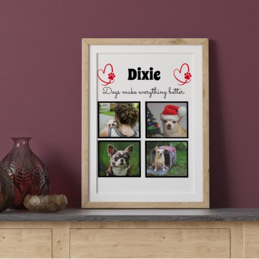 ペットカスタム犬の恋人4写真コラージュ フォトプラーク