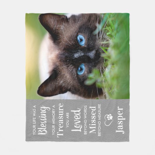 ペットカスタム記念詩猫写真 フリースブランケット (正面)