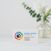 ペットカメラマン-ペット写真撮影のティール(緑がかった色) 名刺 (スタンド正面)