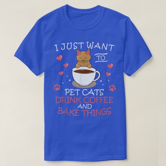 ペットキャッツコーヒードリンカー猫好き女性Baに愛 Tシャツ (デザイン正面)